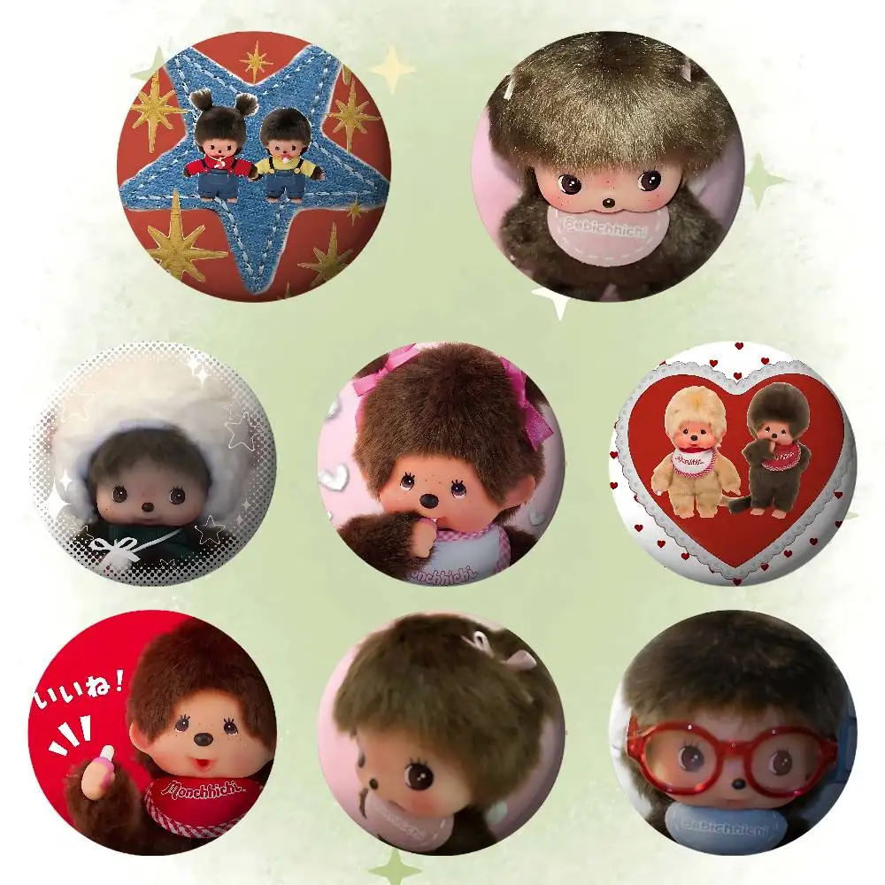 Kawai M-monchhichisS-s Badge Pins For Friend, Backpack, Clothing, Collectible Accessories, Jewelry Gift