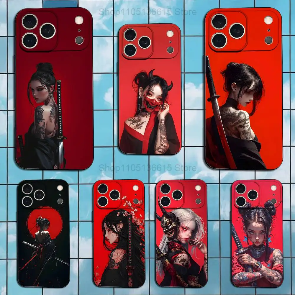 

Cool Art Warrior Woman For iPhone 12,14,13,15,16,11,17,X,Mini,XR,SE,XS,Plus,Pro,Max,8,7,Soft Silicone Black Case