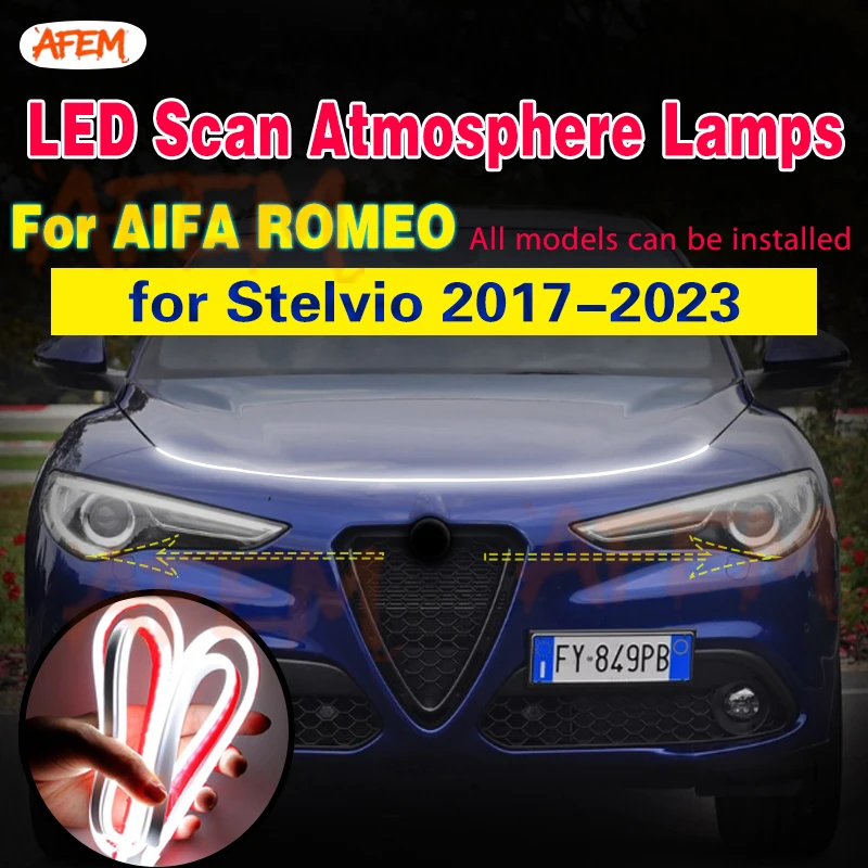 For Alfa Romeo Stelvio 2017-2023 Led Scan Starting Flexible Decorative Ambient Lamp DRL 12V Car Styling Daytime running lights