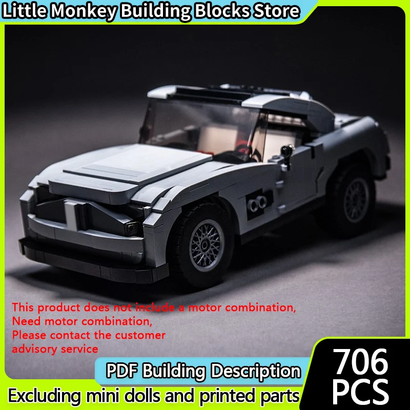 Modèle de voiture de course de vitesse MOC, briques de construction grises, coupé à deux portes, technologie modulaire, cadeaux de vacances pour enfants, jouets à assembler, costume