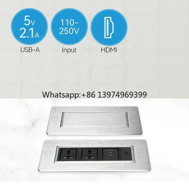 Universal Power Outlet  Aluminum Alloy Manual Flip up Rotation Usb Data Socket /Office Desk Flip up  Power Grommet with Rj45 fac