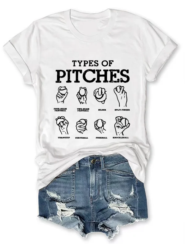 The Pitch Sign in Baseball Print Women T-shirt New Voguish Comfort Baseball Enthusiast Female Shirt 2024 New Hot Sale Summer Tee