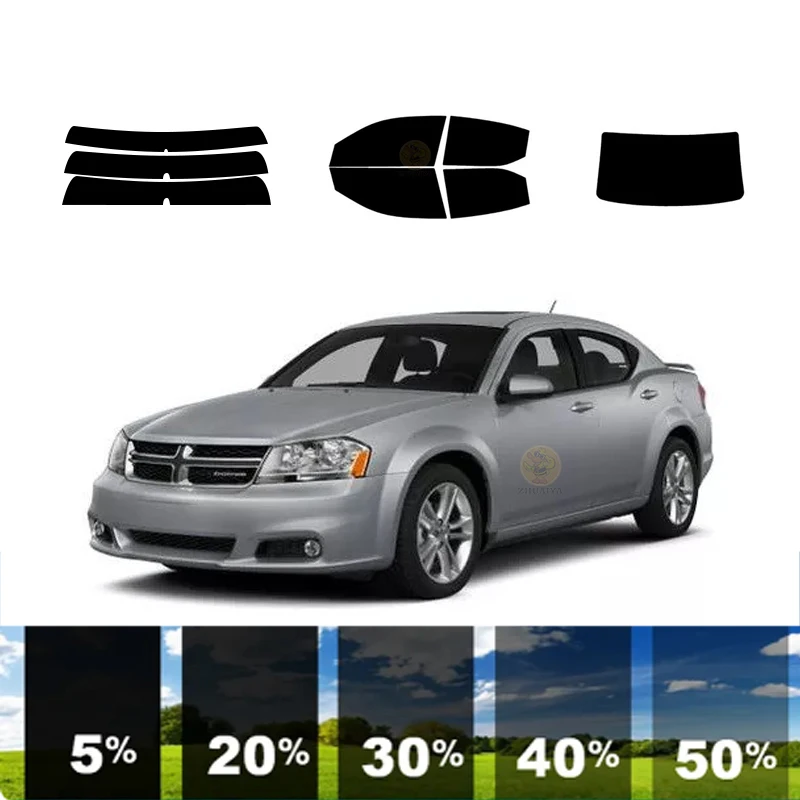 precut Removable Window Tint Film For Car 100% UVR 5%-35%VLT Heat Insulation Carbon ﻿For DODGE AVENGER 4 DR SEDAN 2008-2015