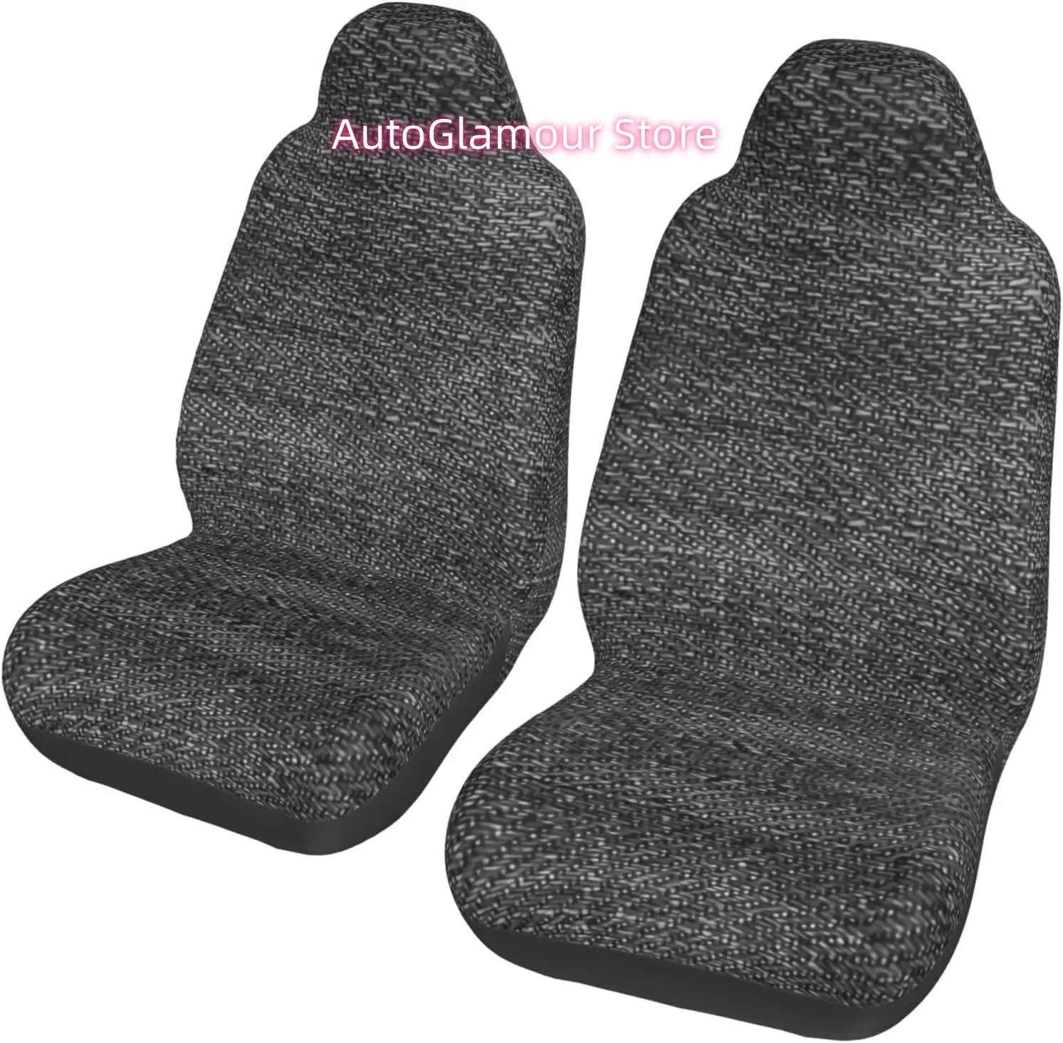 Modern Jean Black Denim Reusable 2-Piece   Seat Cover Complete Set - Elastic Seat Protection Cover for Cars, Trucks