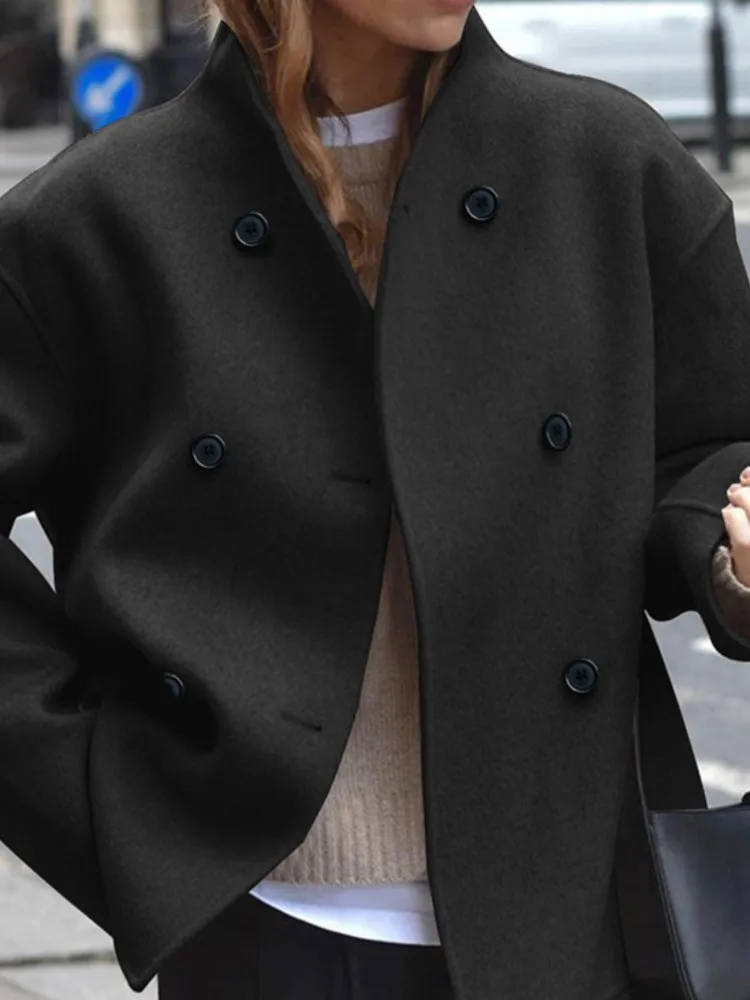 Fashion Solid Coat For Women Elegant Long Sleeve Button Coats Tops Lady Holiday Streetwear Office Women's Clothing Autumn Winter