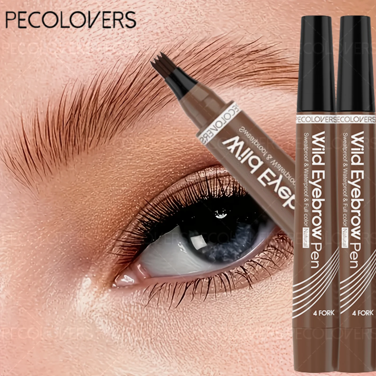 Lápis de sobrancelha natural 3d duradouro, 2 peças, matiz líquido fosco, maquiagem à prova d'água, tatuagem de sobrancelha, cosméticos à prova de manchas