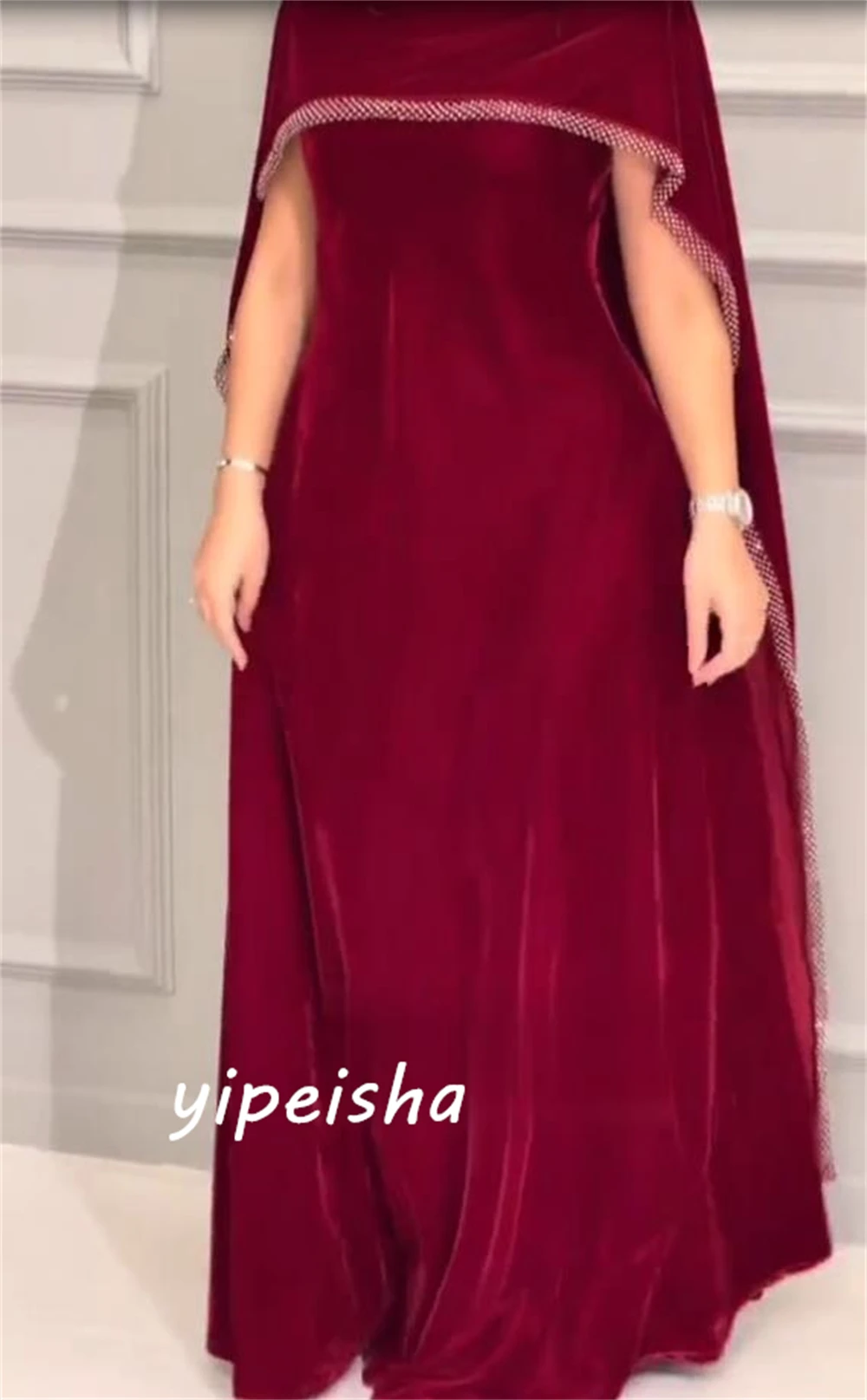 Customized Women Prom Available High Collar A-line Formal Ocassion Gown Floor length Charmeuse Evening Dress فستان سهرة نسائي فخ