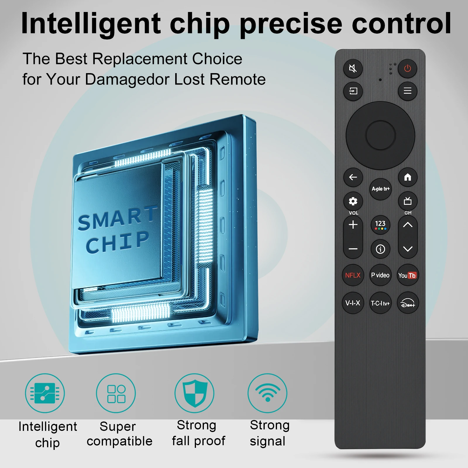 Control Remoto de Repuesto RC923A FMB1 Compatible con TCL Smart TV QLED QLED Mini Google TV, Series Q77K, QM6K, QM5K (Sin Voz)