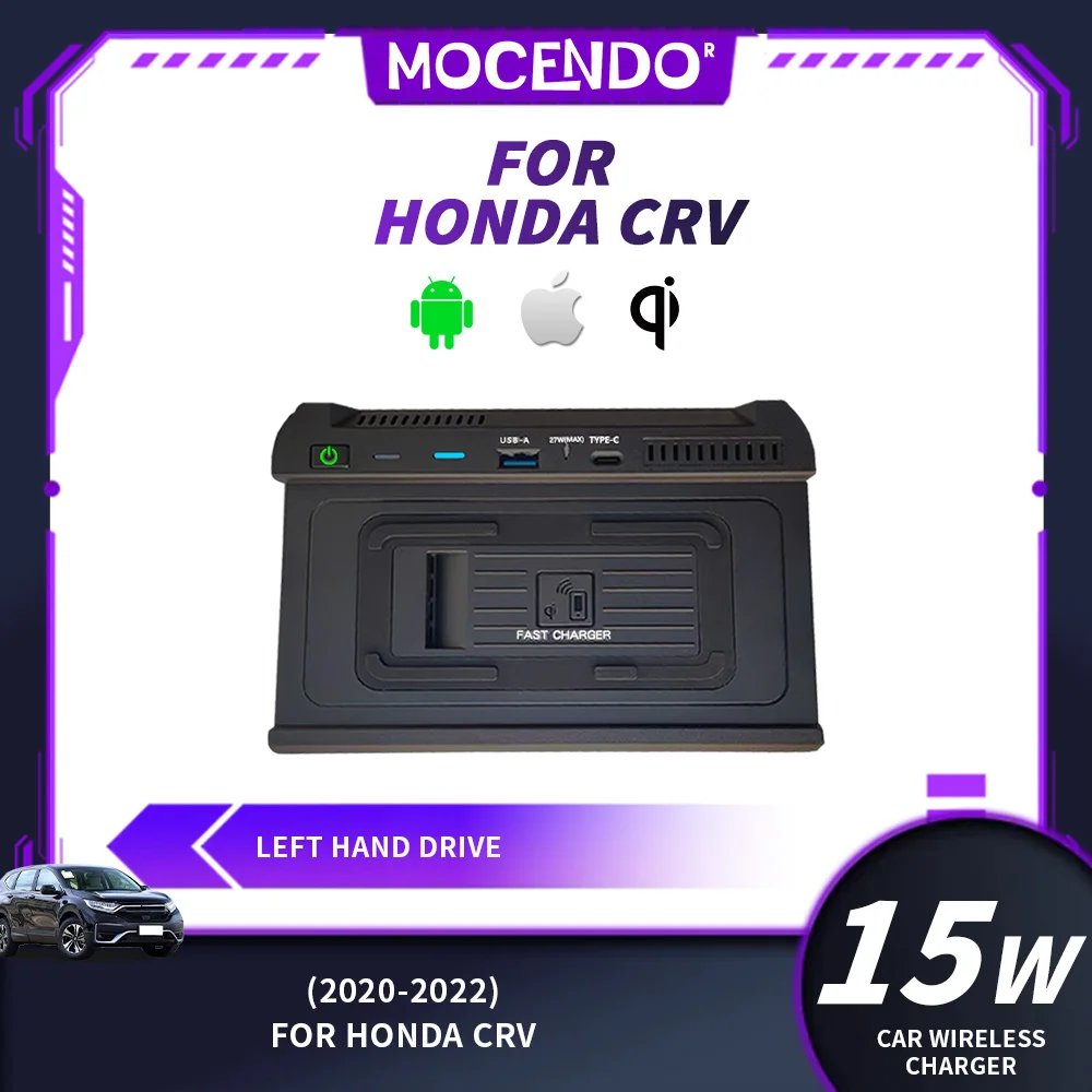 For Honda CR-V 2020-2022 Car Wireless Charger 15W Fast Charging Pad Panel Accessories Compatible with Wireless Charging Phones