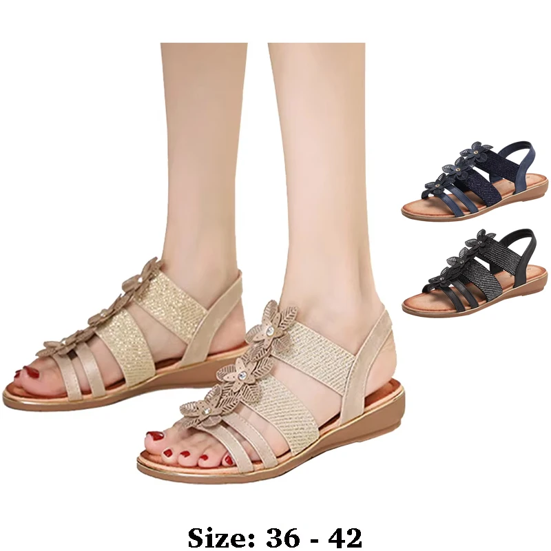 

High quality leather flat sandals for women 3cm low heel new summer 2025 36 42 open toe casual vintage shoe black beige blue