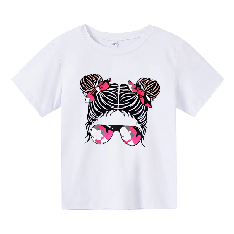 

Glasses Girl Hot Selling T-shirt Boys and Girls 2D Printed Round Neck T-shirt 2-12 Years old Casual Outdoor Short Sleeved Top