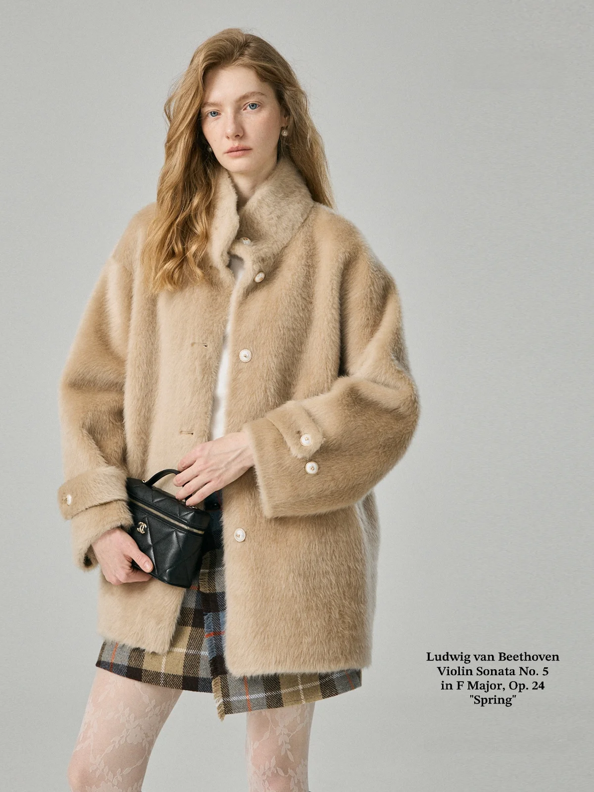 

Sou around Woolen ort Coat Jaet Square Collar Single Row Multi Button Long Sve Regular Length Straight pe Wool Co...