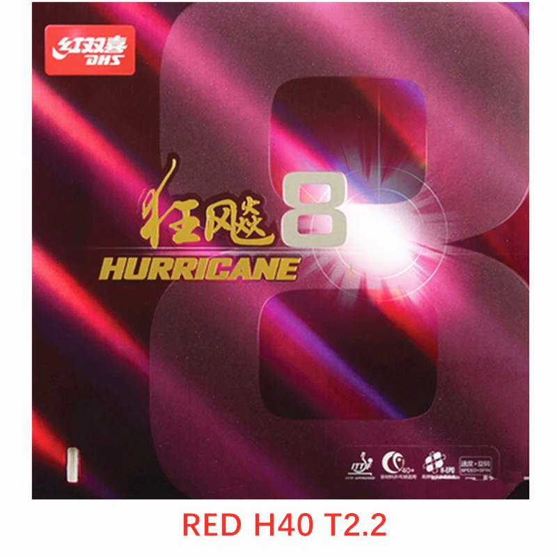 DHS Hurricane 8 Tafeltennisrubber DHS Hurricane-8 / H8 Pips-In Ping Pong Spons Hoge Kleefkracht-Snelheid Tafeltennisrubber
