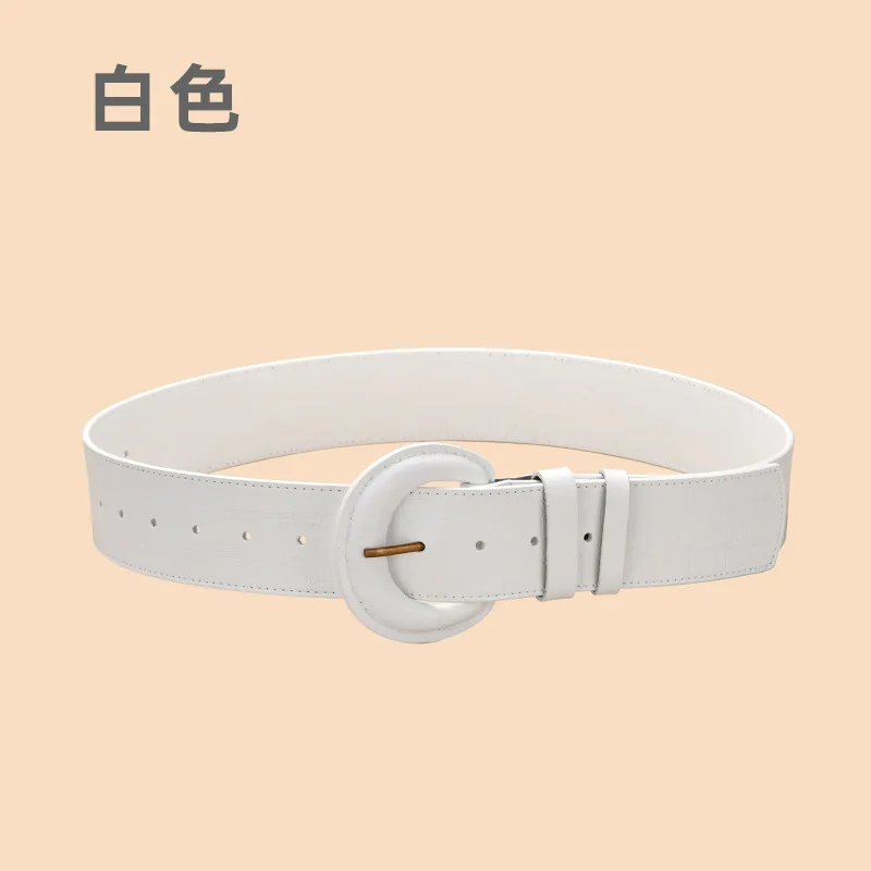 ジーンズやトレンチコートに合うレディーススリムファッションワイドベルトウエストベルトオールマッチ本革ベルト