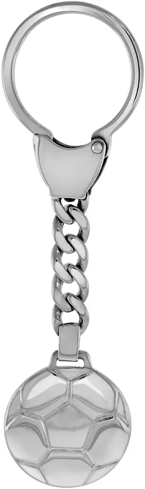 Sterling Silver Key Chain Soccer Ball Futbol Key Ring Italy 1 inch (24 mm) wide 3 3/4 inches long