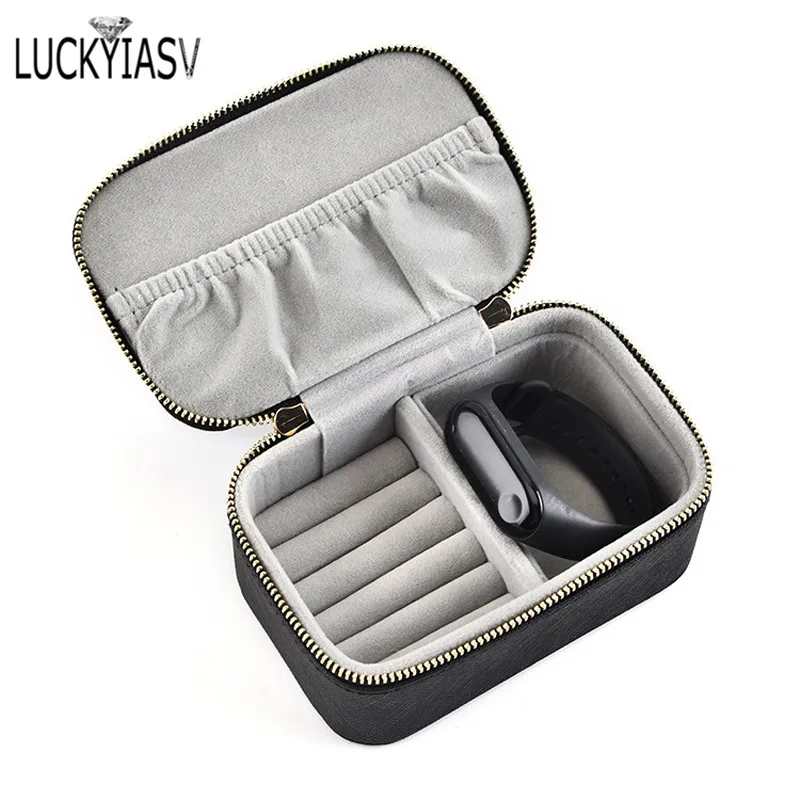 

Portable Travel Jewelry Organizer Box PU Leather Mini Zipper Case Jewellery Storage Pouch for Rings Earrings Bracelet Bag