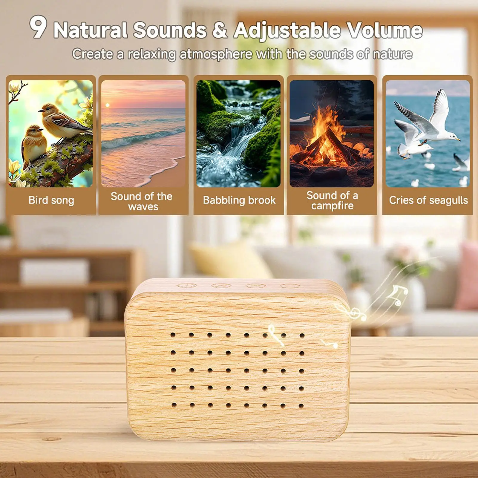 Bird Chirping Sound Box Adjustable Lightweight Realistic Audio Singing Bird Box Indoor Ambient Noise for Bedroom SPA Living Room