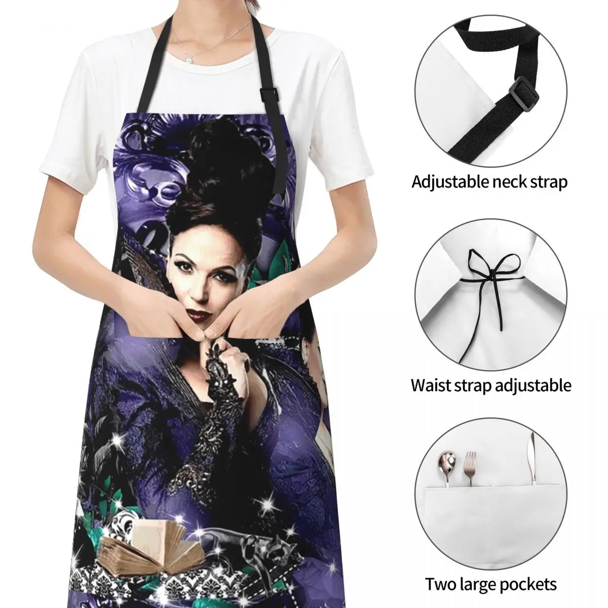 ريجينا ميلز ذات مرة مريلة الشيف الطبخ المطبخ Tablier أكمام مريلة تنظيف المطبخ بينافور النساء الرجال البستنة #4