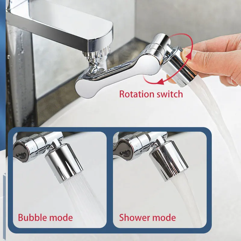 Swivel Universal Mechanical Arm Rotating Spout Extension Splash Protector Washbasin Frother Joint Rocker Arm