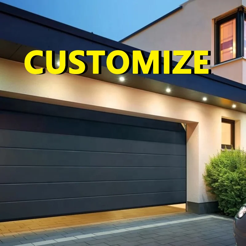 Any size custom Smart Remote Thermal Insulated ELECTRIC ALUMINUM GARAGE DOOR Soundproof Low Noise Smooth Modern Minimalist House