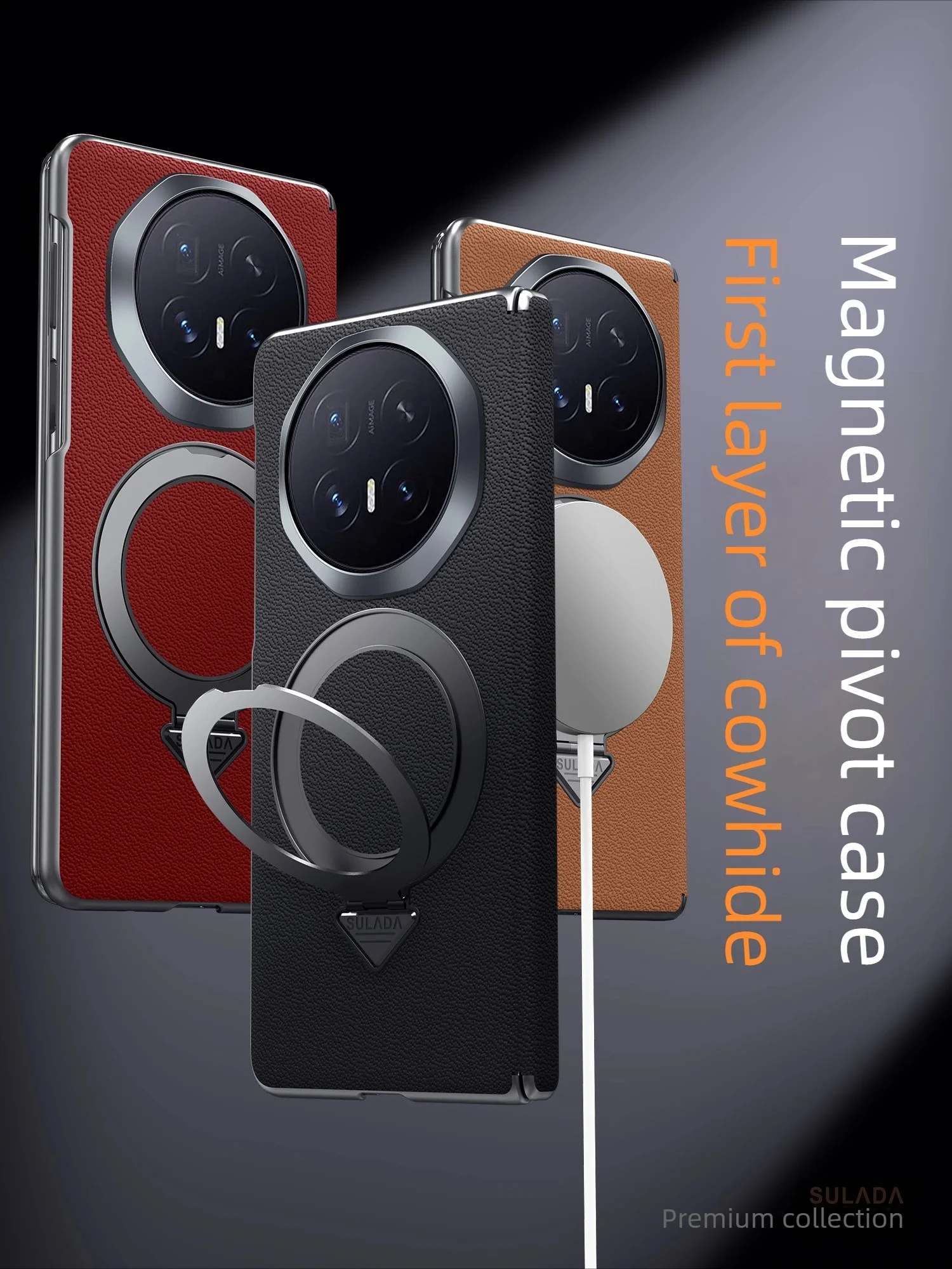 

Genuine leather magnetic phone case for honor magic v6 sulada central axis protection with stand for honor magic v5 leather case