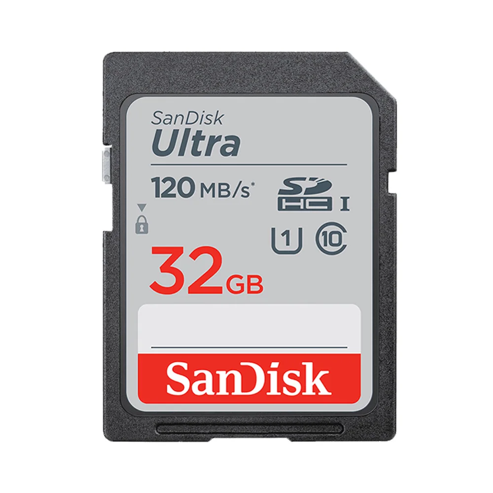 Tarjeta SD SanDisk de 32GB, 64GB, 128GB, 256GB, tarjeta de memoria 120MB/s U1 200MB/s U3 V30 4K para cámara Canon Nikon SLR, grabación de vídeo 4K
