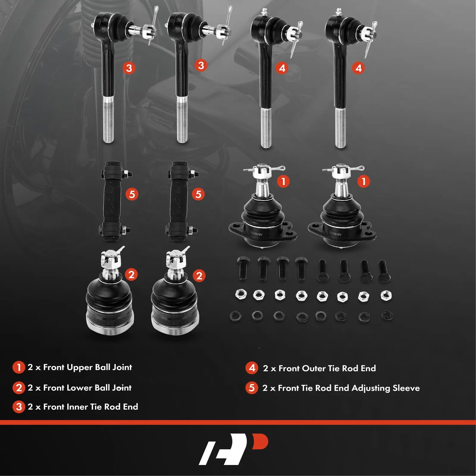 A-Premium 10x Front Tie Rod End & Ball Joint for Chevrolet Tahoe 1995-2000 C1500 Suburban 1992-1999 GMC Yukon 1995-1999 C1500