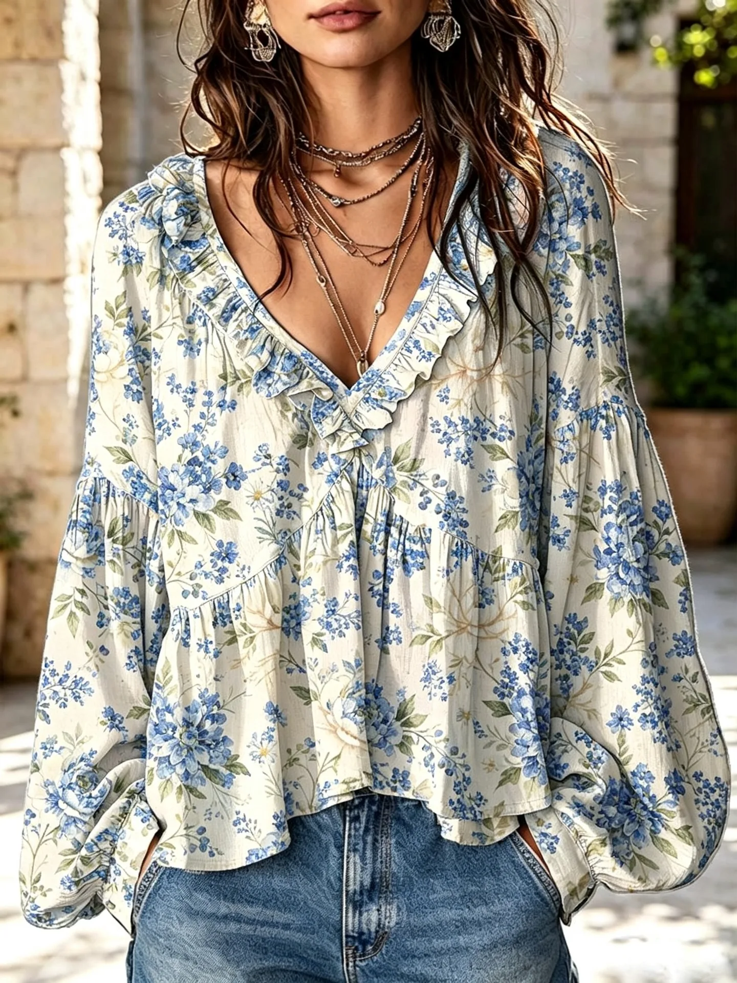 Blusa de outono com decote em V, camisa de manga comprida para mulher, blusa de primavera, peça casual, elegante, moderna, para usar no dia a dia e em