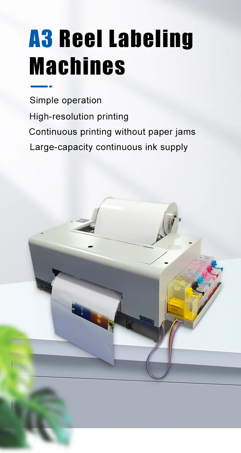 Folha A3 Digital Roll to Roll 6 Color Lel Impressora para adesivo de código de barras jato de tinta