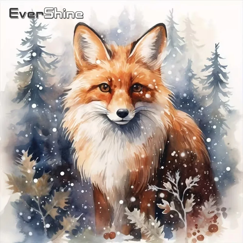 Evershine DIY Diamond Mosaic Fox Animal Painting Tree Pattern for Adults Beginners Embroidery Kit Home Living Room Art Craft