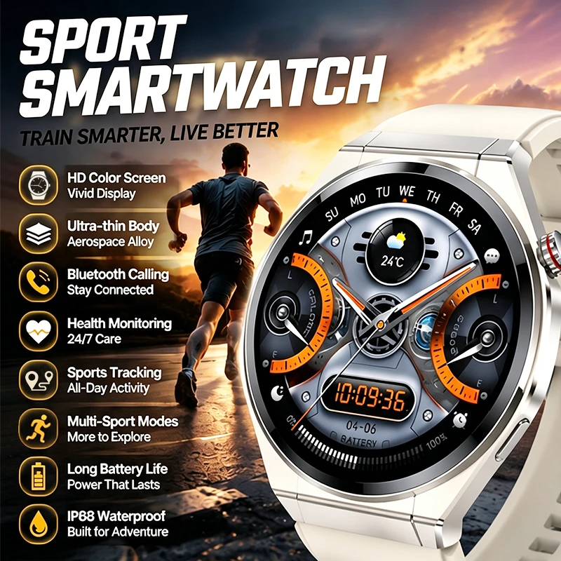 

New NFC Smart Watch Heart Rate Music Player 1.43 HD Display Voice Assistant BT Call 100+ Sport Swim IP67 Waterproof Smart Watch