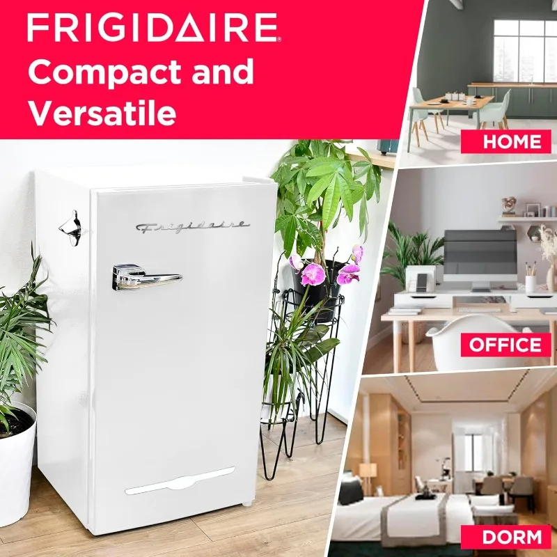 Frigidaire Retro Compact Fridge with Chiller, 3.2 cu ft Countertop Fridge with Built-In Bottle Opener, Compact Refrigerator