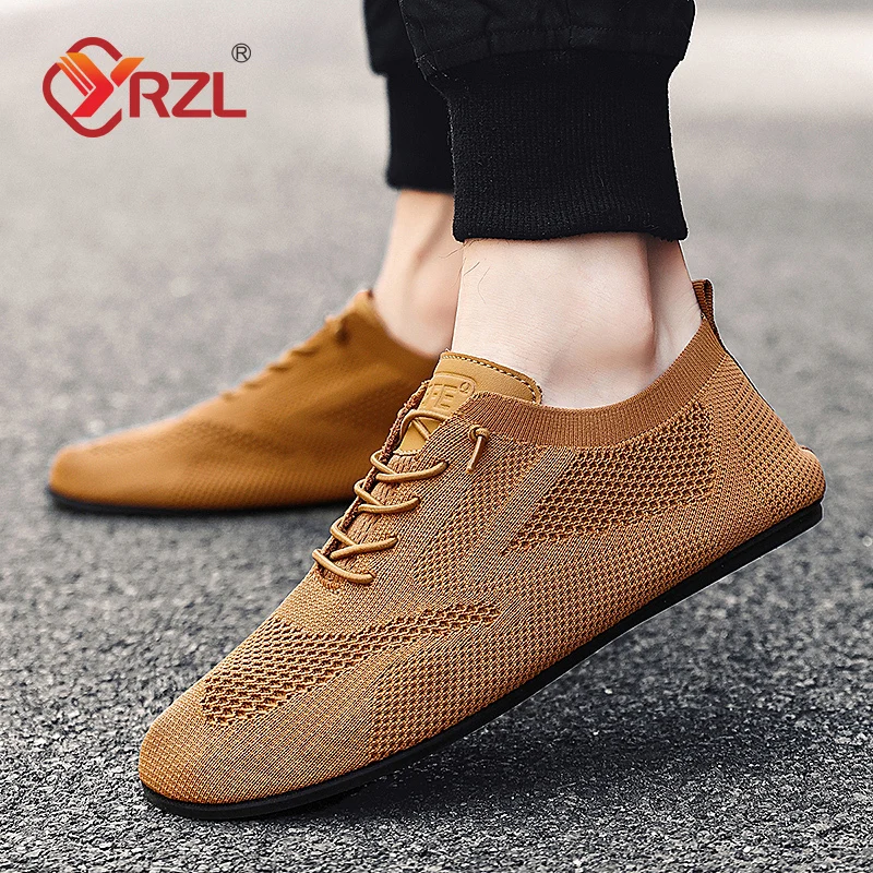 YRZL Men Mesh Loafers Driving Moccasins High Quality Flats Walking Shoes Breathable Non Slip Casual Loafers Summer Mens Shoes