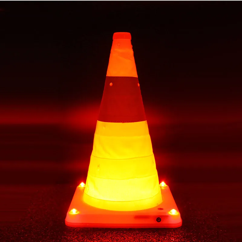 40cm Height USB Rechargeable LED Collapsible Road Traffic Multi Purpose Reflective Safety Soft Foldable Cone