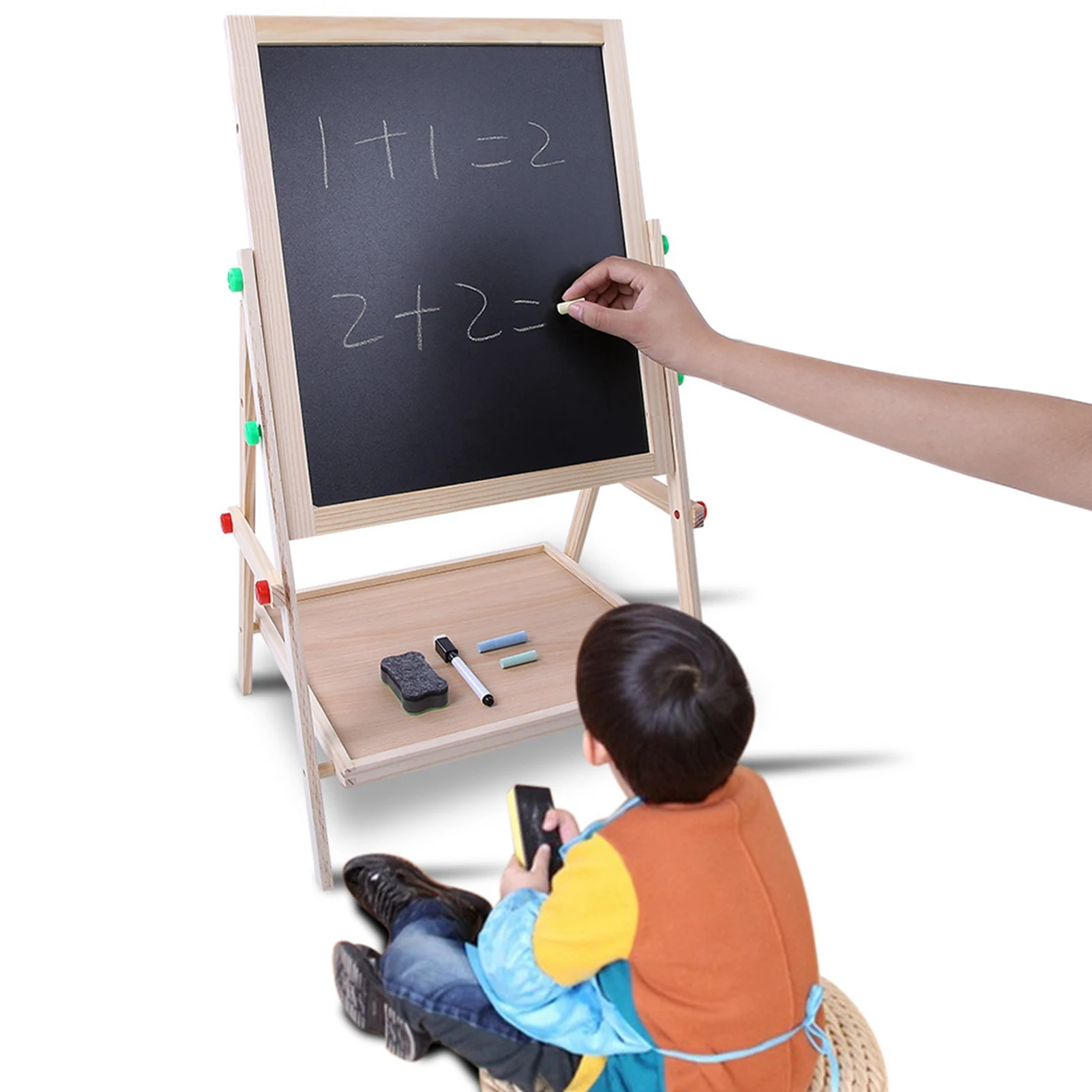 2 In 1 Double Side Baby Kids Child Standing Art Wooden Drawing Board Art Wooden Drawing Board Standing Art Wooden Board