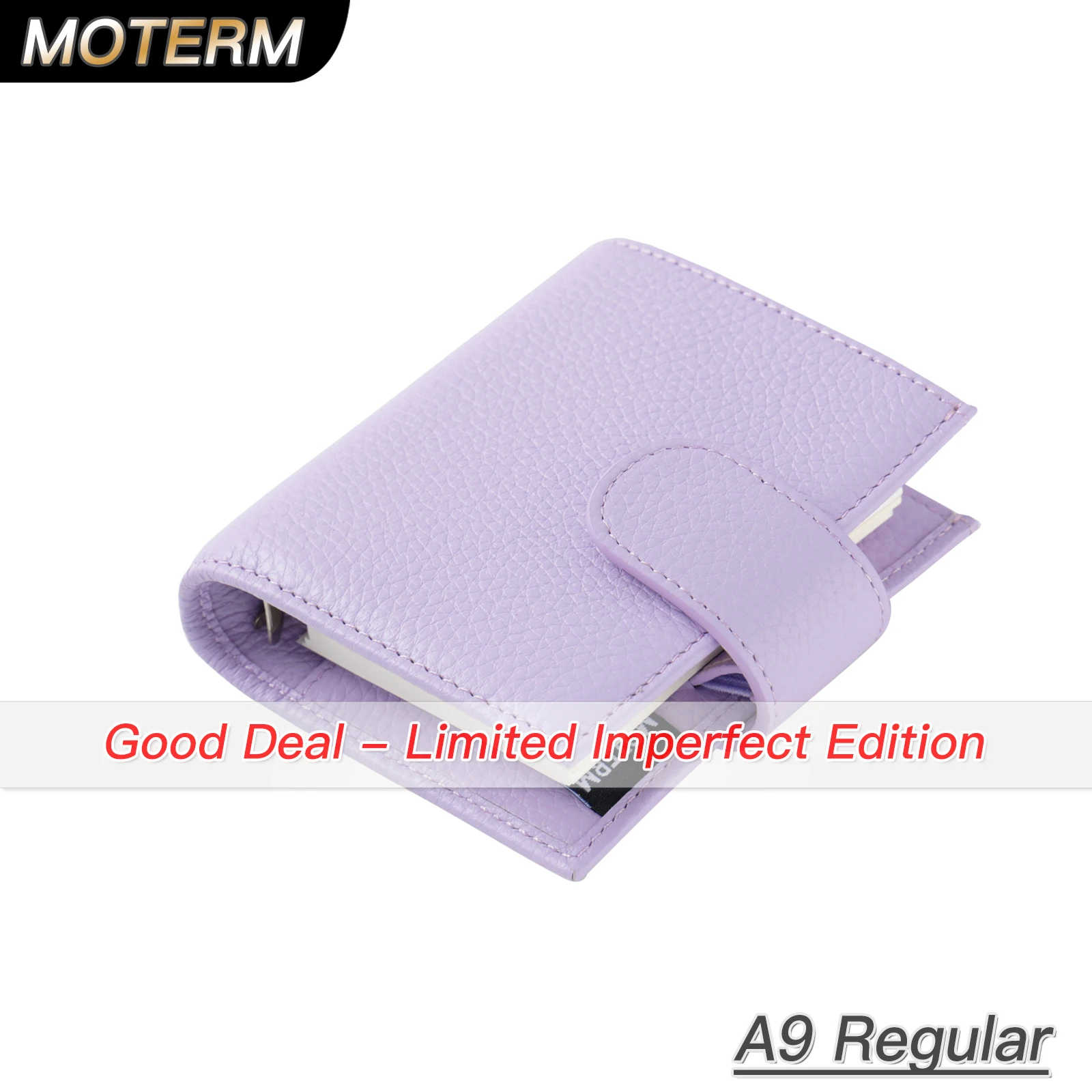 

Limited Imperfec Moterm Regular A9 Size Rings Planner Pebbled Grain Cowhide 3-hole Mini Rings Notebook with 19MM Ring Organizer