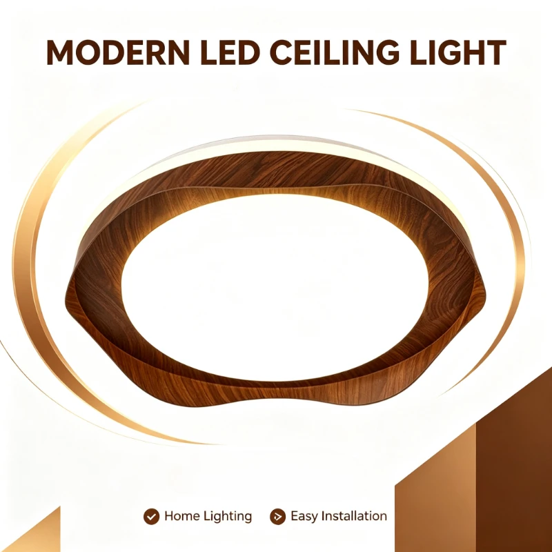 Hydrographic Printing Metal Art Ceiling Lamps Medieval Style Walnut Pattern Light Fixture Bedroom Study Living Room Decoration