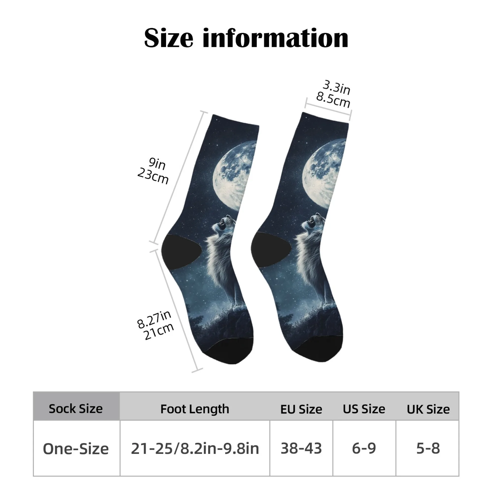 Um par de meias da moda Dark Night Lion King, macias e confortáveis, meias de compressão unissex estilo retrô, presentes de festa casuais