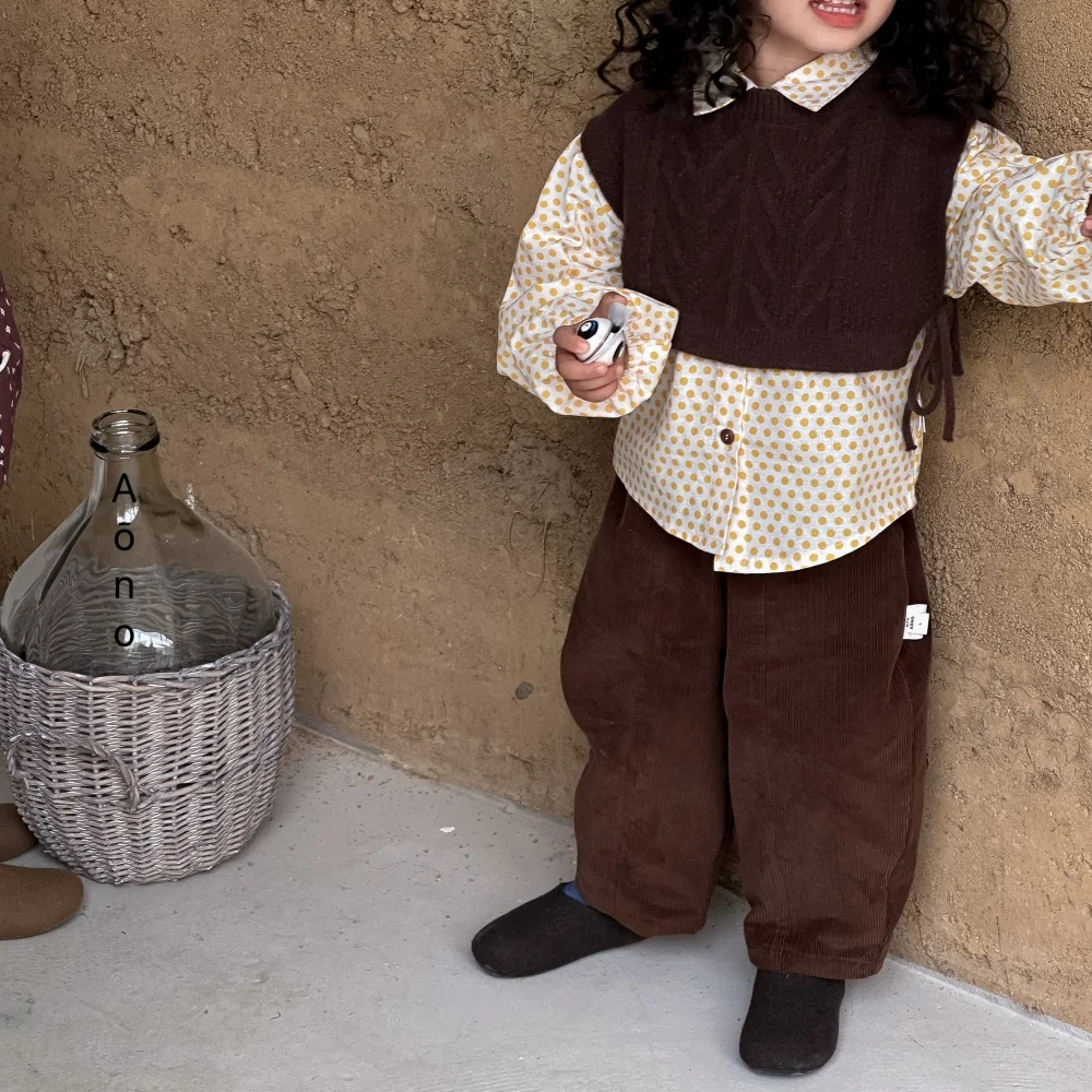 

SeasonSea Vintage Children Corduroy Trousers Loose Harem Pants for Kids Autumn Winter Warm Solid Color Pants Toddler Girls Boys