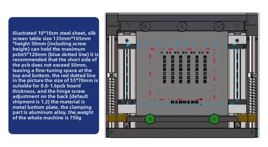 100*100mm SMT Steel Mesh Solder Steel Sheet PCB Solder Paste Printing Manual Micro Screen Printing Machine Printing Table view 6