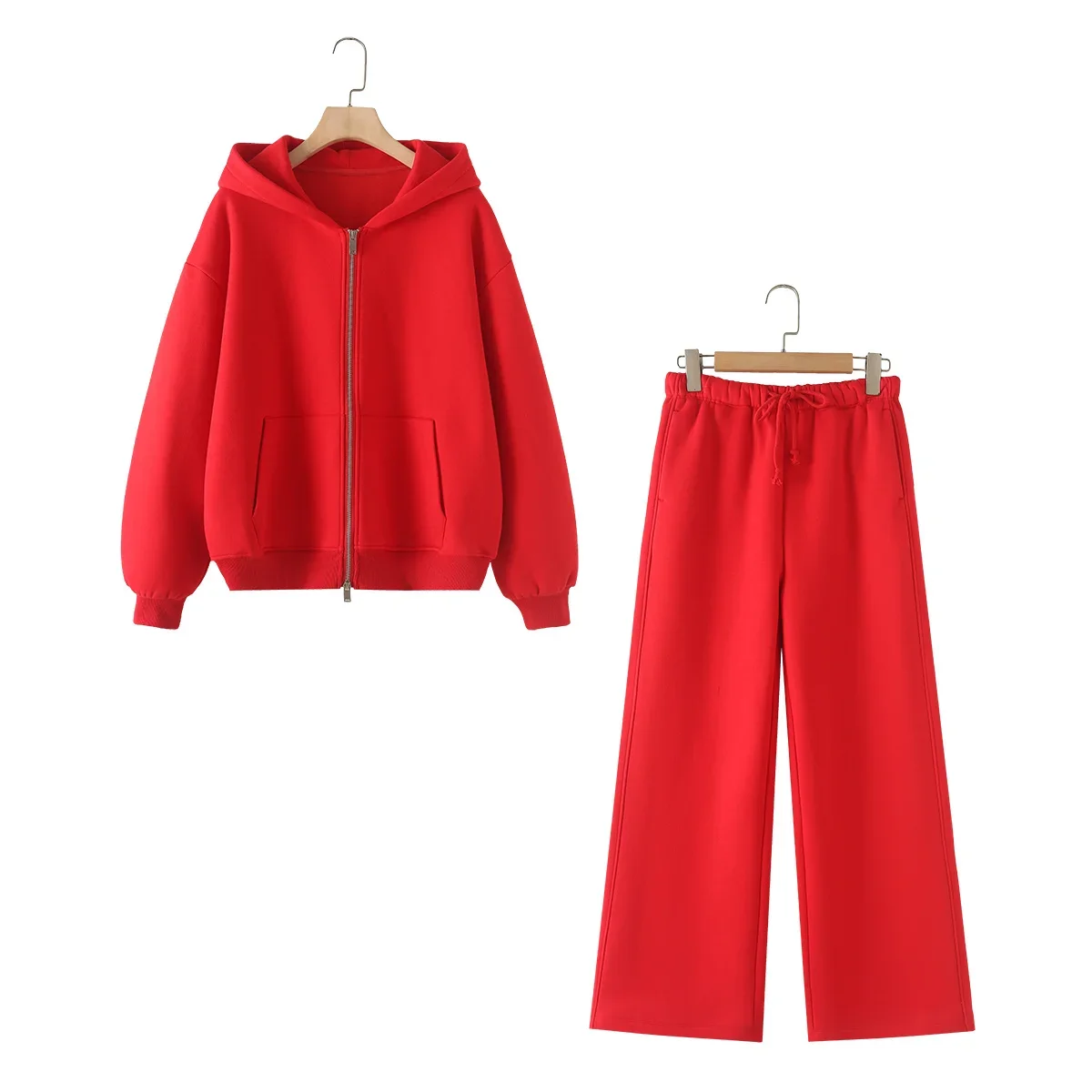 Woman Sweatshirts Tracksuits Set Woman 2025 Winter Cotton Solid Suits Wide Baggy Pants Sportswear 2 Piece Set Women Outfits