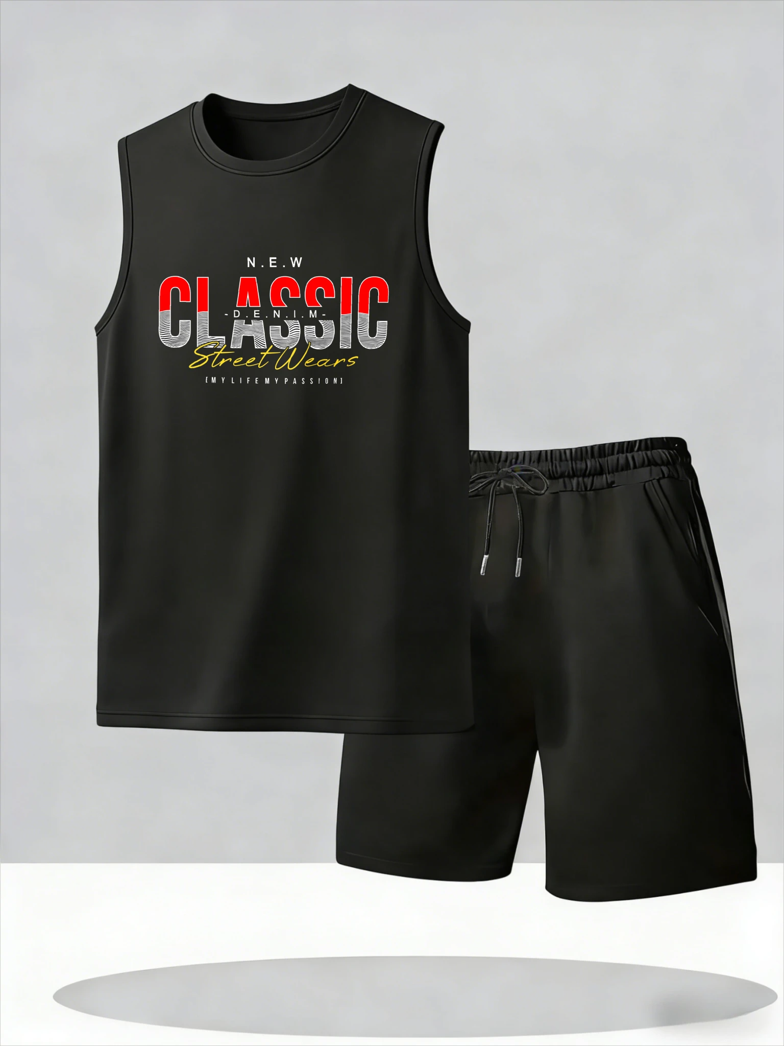 

Men's Tank Top Sets 2026 Summer Thin Quick Dry crewneck oversize beach Two-piece sets Tracksuit men running Breathable seaside