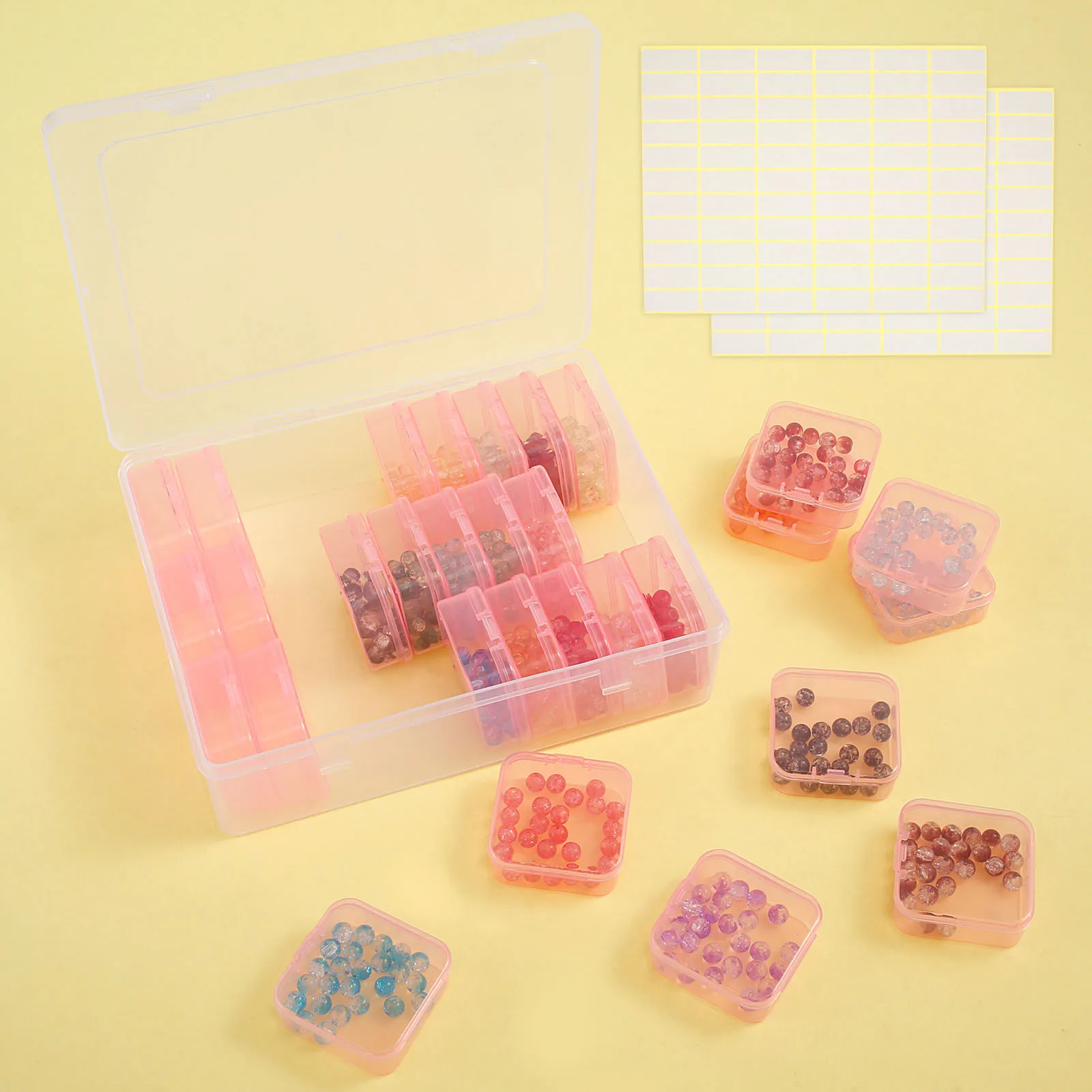 

Коробка-органайзер для бусин, пластиковый контейнер для хранения бисера, портативная маленькая коробка для хранения бисера с 132 этикетками для хранения браслета и сережек