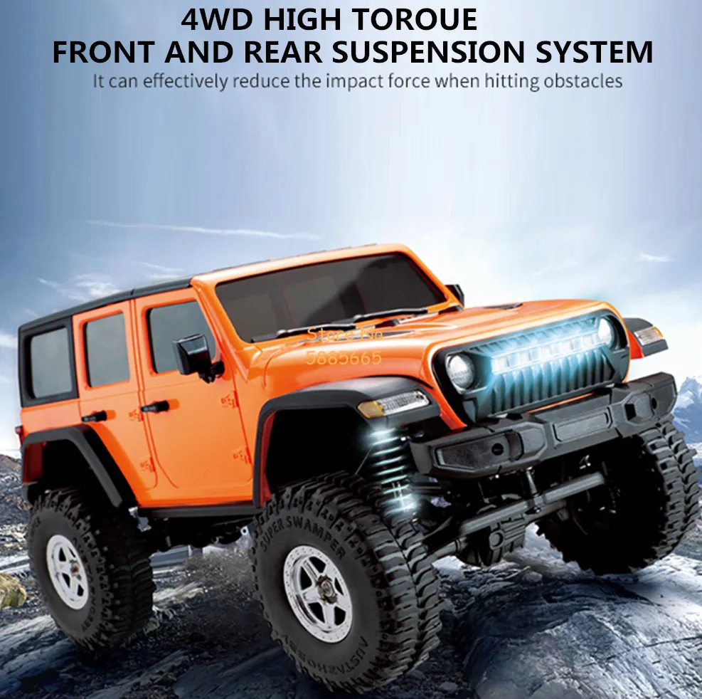 Professional Off Road 1/18 RC Climbing Car Truck 2.4G Linkage Led Lighting 4WD Speed Adjust All Terrain Remote Control Truck Toy