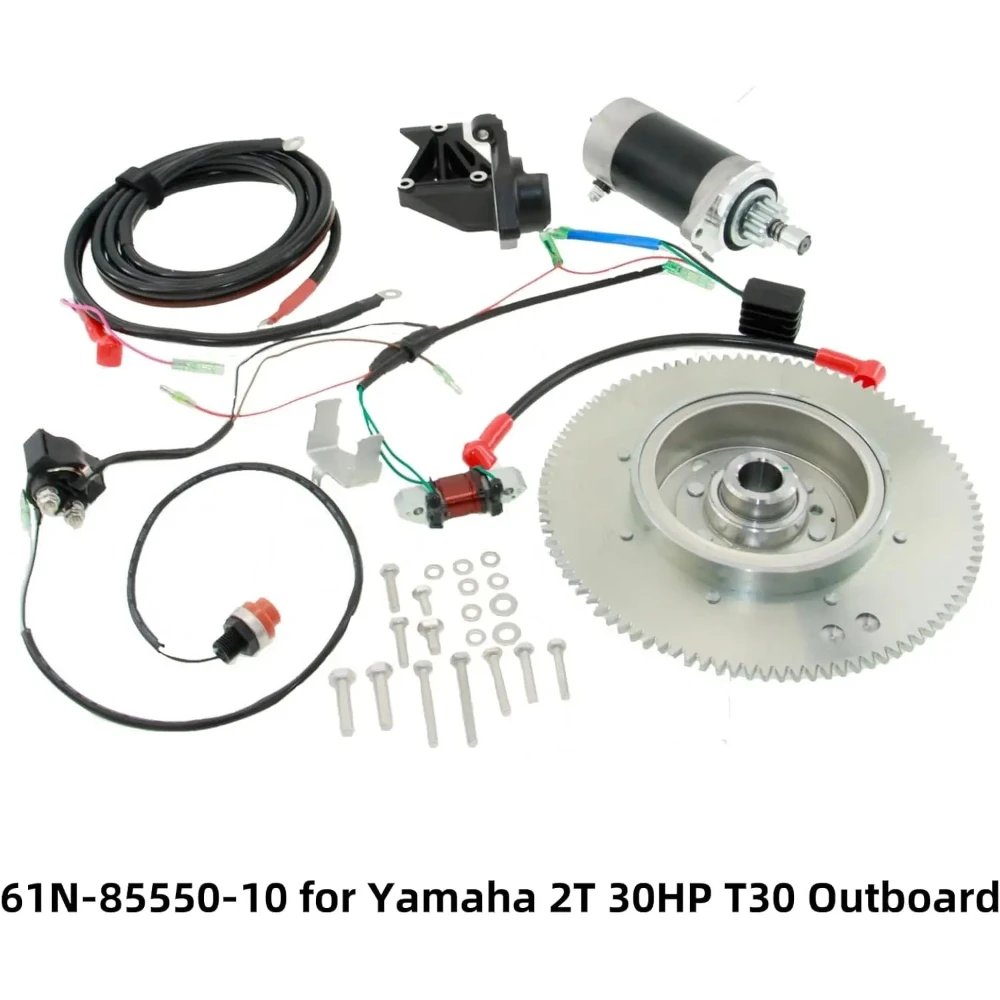 Electrical Start Conversion Kit Replacement for Yamaha 25XMH 2-Stroke 25HP Outboard Engine Model 69X