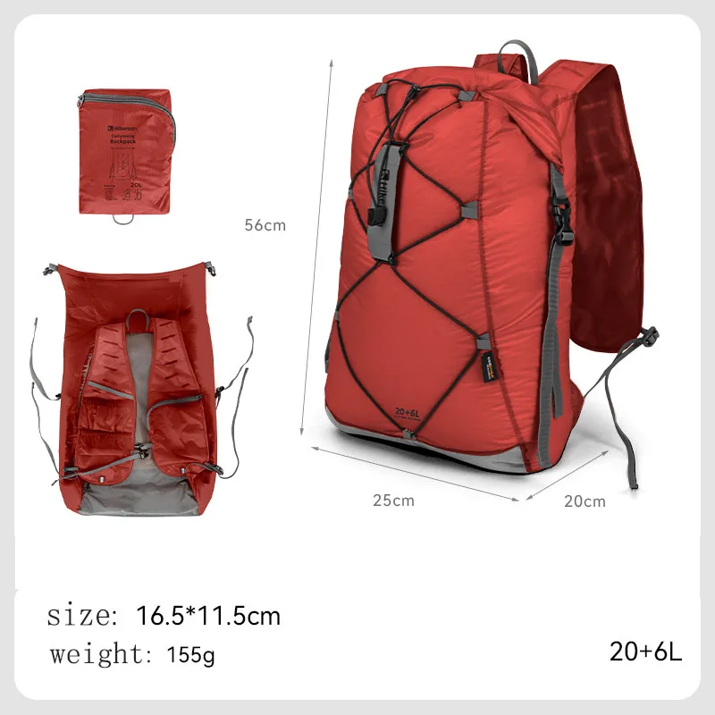 حقيبة ظهر جافة مقاومة للماء سعة 20 لترًا - حزمة جلدية خفيفة الوزن وقابلة للطي مع حقيبة تخزين للتجديف والسباحة وحقيبة رياضية خارجية 155 جرام #6