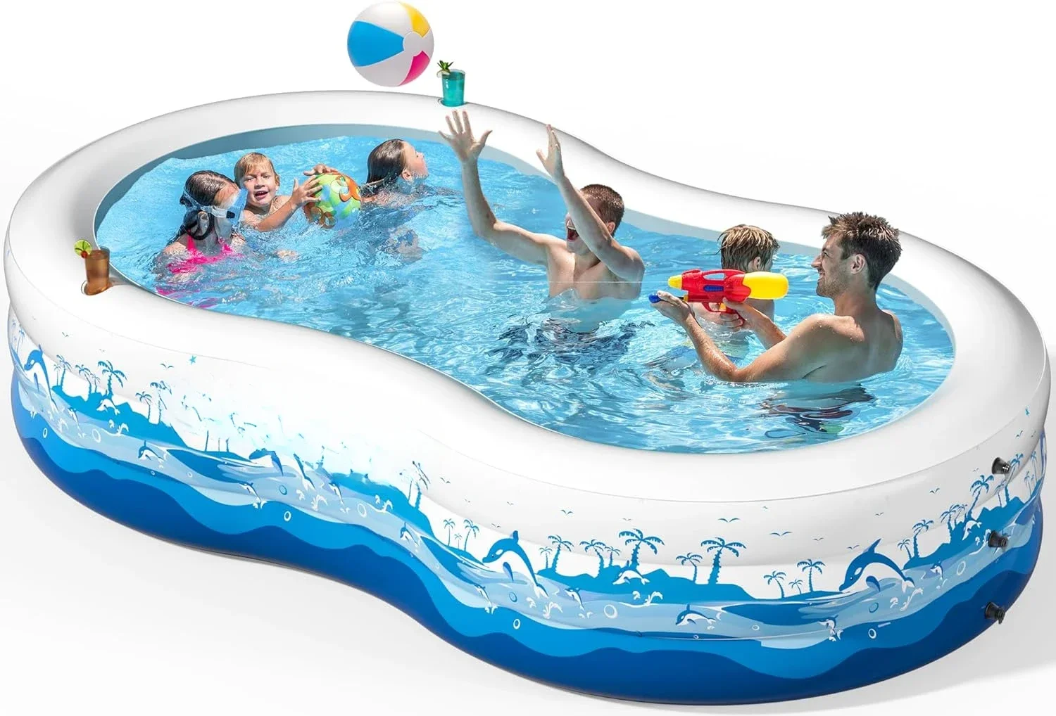 Piscine gonflable pour enfants et adultes, grande piscine gonflable de taille familiale pour jardin d'arrière-cour extérieur