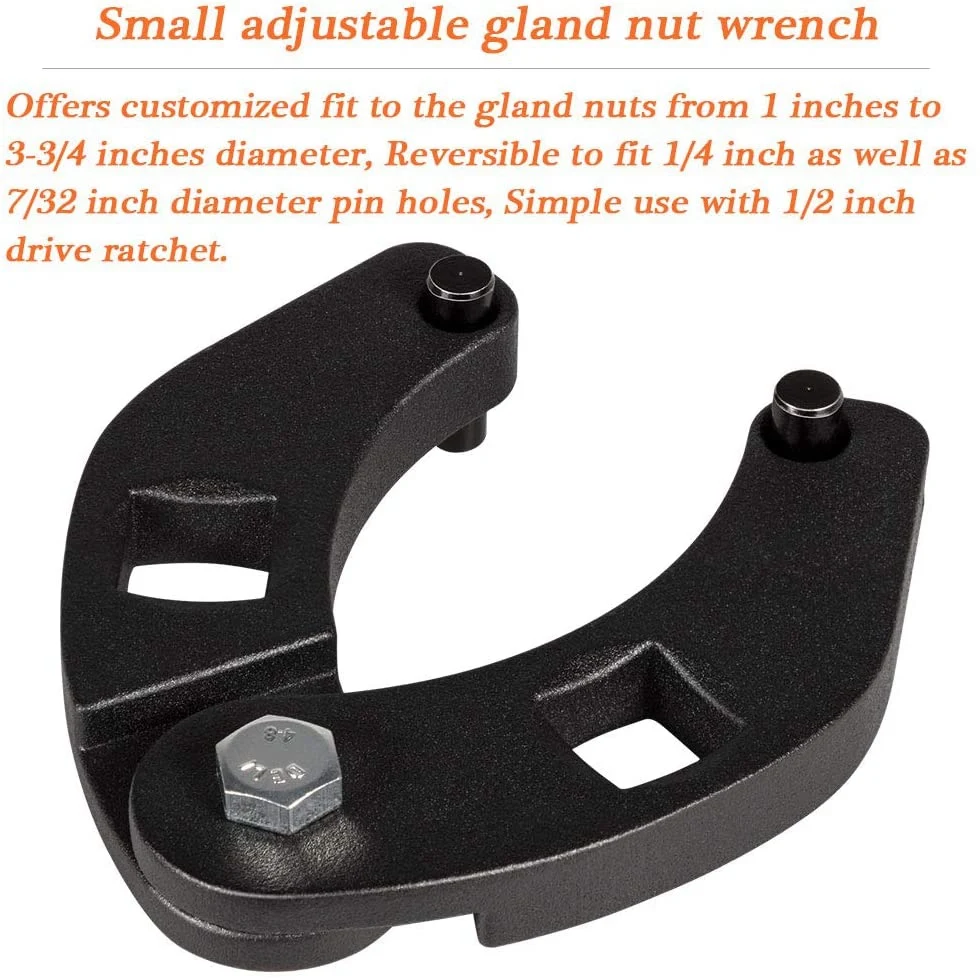 Super Sale Large & Small Adjustable Gland Nut Spanner Wrench Set for Hydraulic Cylinders 1266 & 7463 (Set of 2)