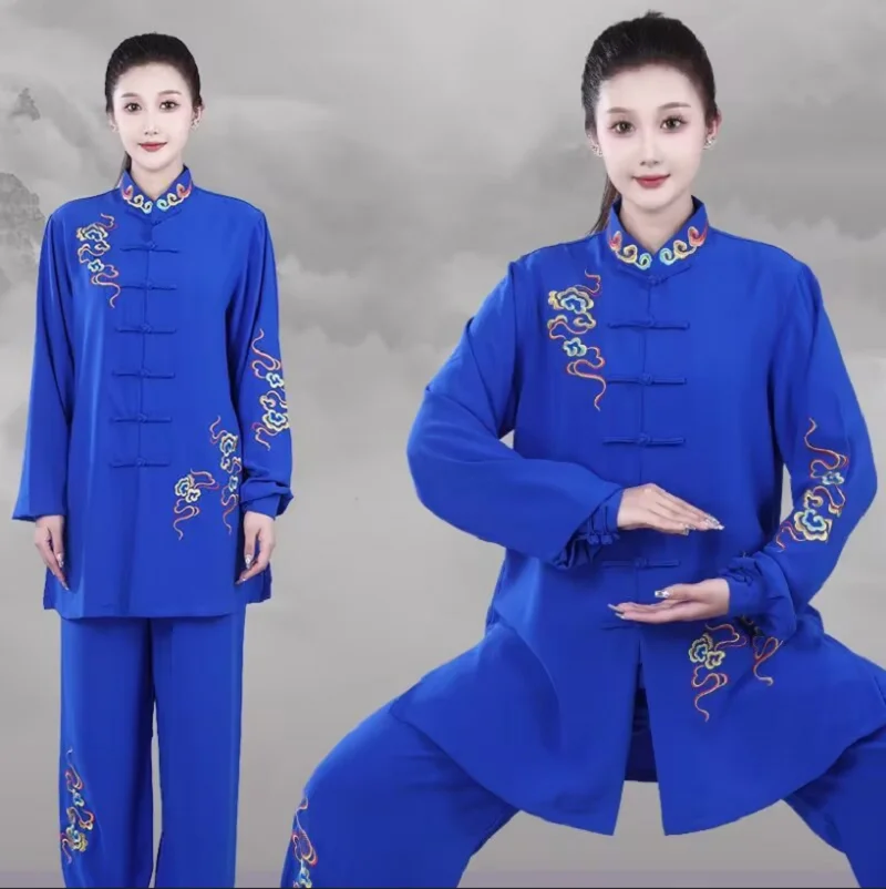 

Wholesale Women's New Chinese Style Tai Chi Sport Jacket Pants Sets Fashion Embroidery Flower Kung Fu Martial Arts Suit XS-XXXL