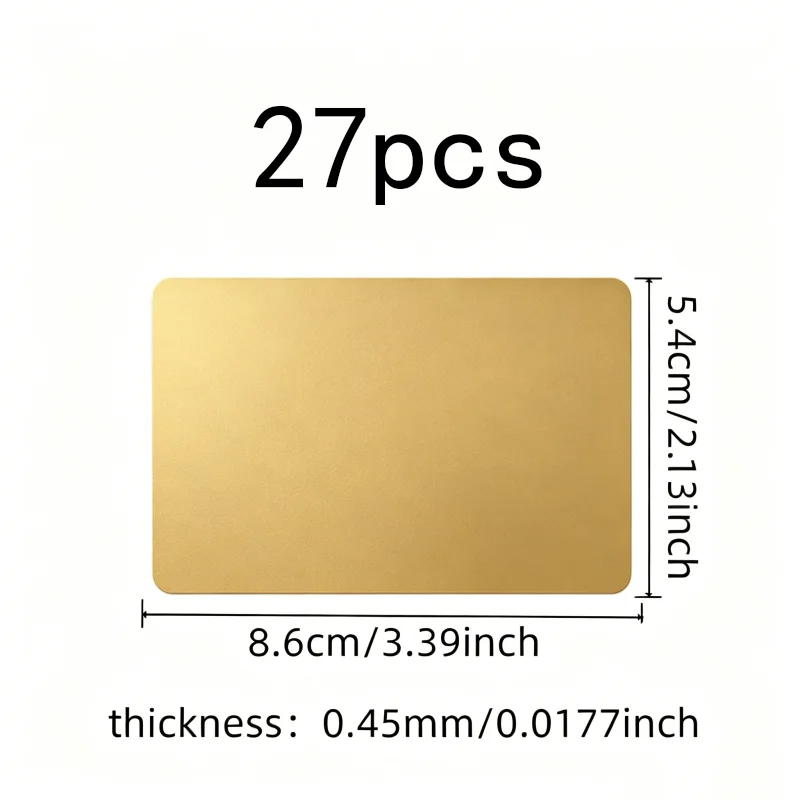 27 pcs 45mm Metal Business Card Blanks, Aluminum Smooth Surface, suitable for Sublimation Printing, 0.45mm Thin Lightweight